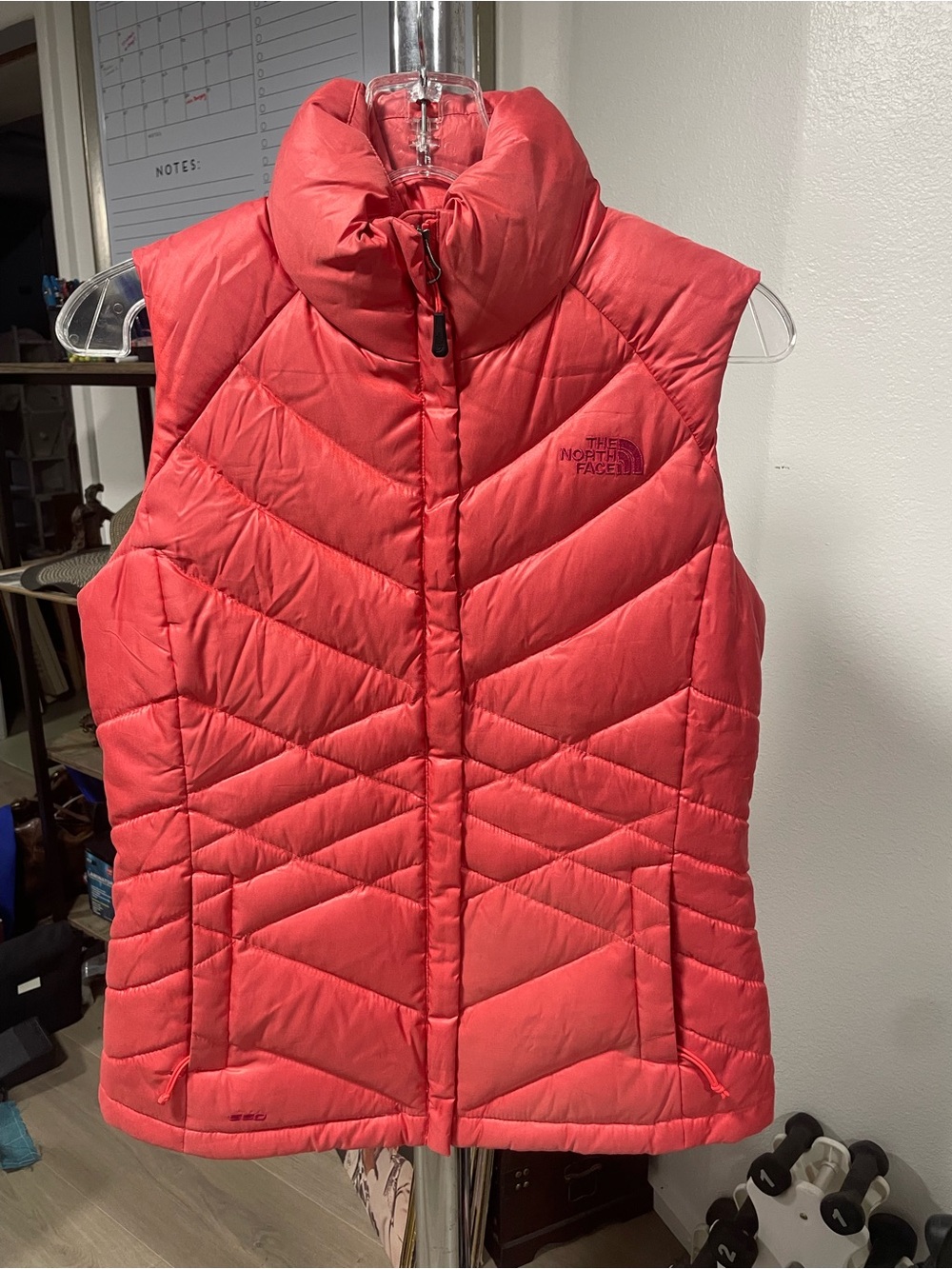 The North Face Pink quilted 550 insulated women's vest